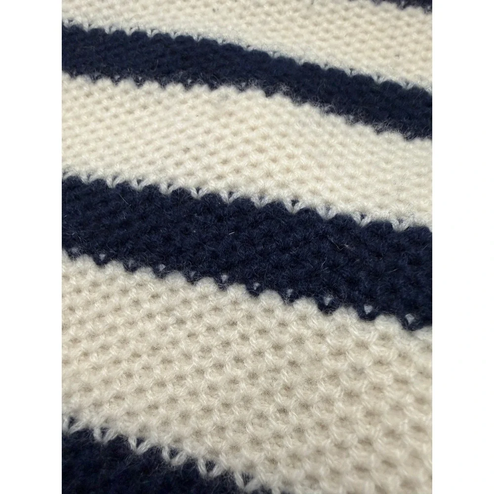 Ralph Lauren Boys Navy and Cream Striped Cashmere Knit Sweater approx size Small